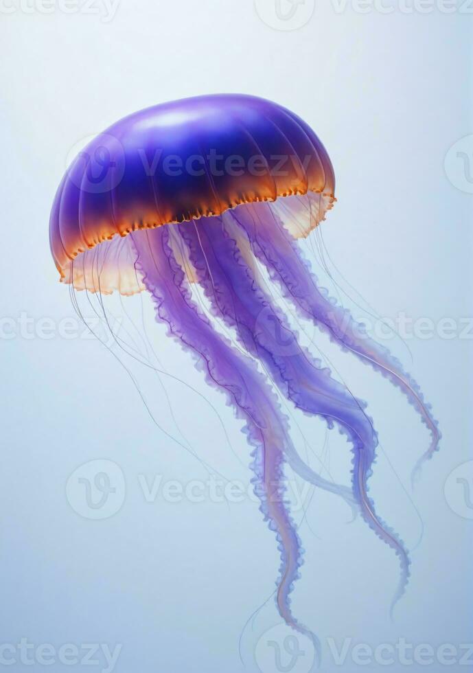 Jellyfish Isolated On A White Background. AI Generated photo