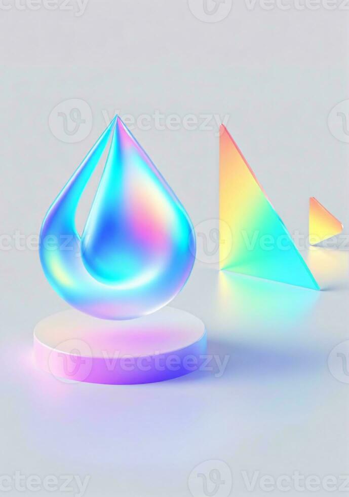 Holographic Shapes Isolated On A White Background. AI Generated photo