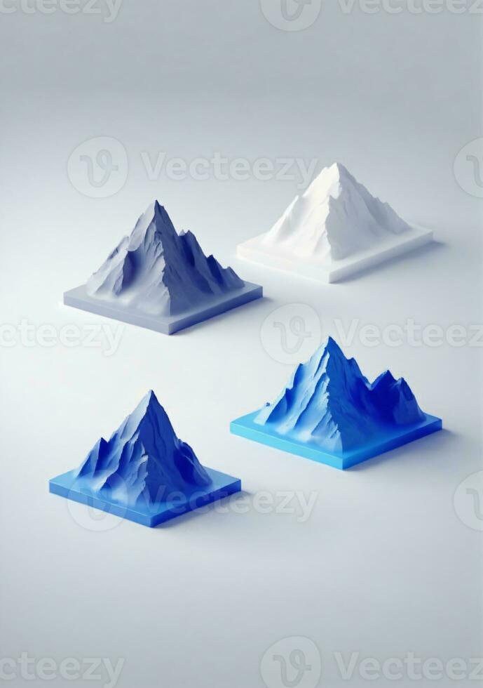 Set Of Mountains Isolated On A White Background. AI Generated photo