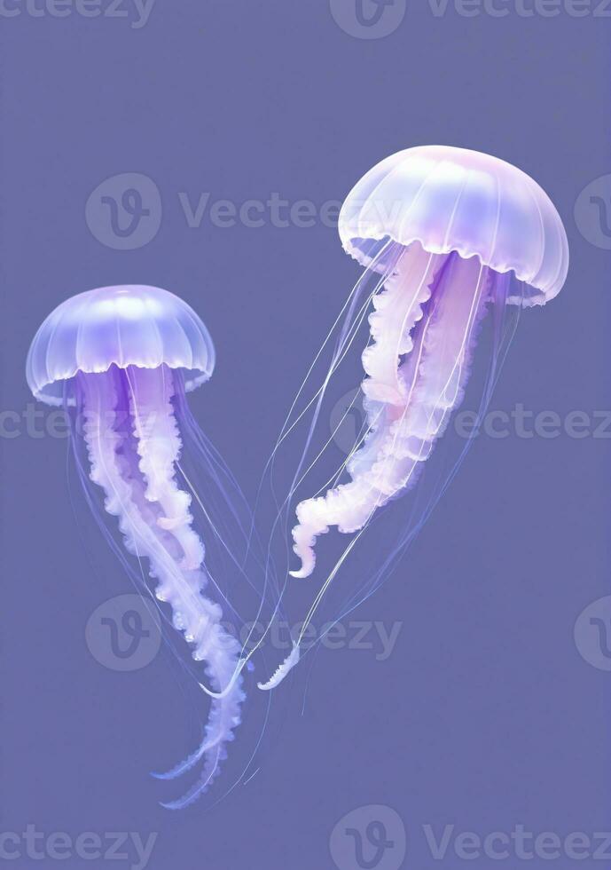 Jellyfish Isolated On A White Background. AI Generated photo