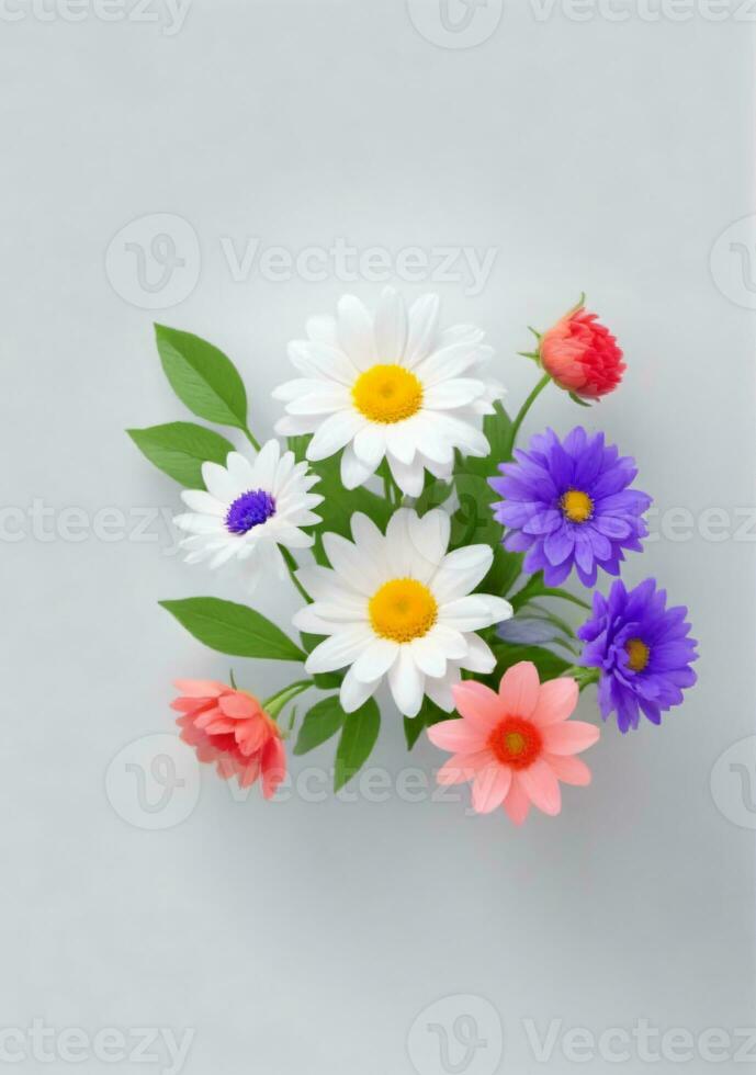 Bunch Of Flowers Isolated On A White Background. AI Generated photo