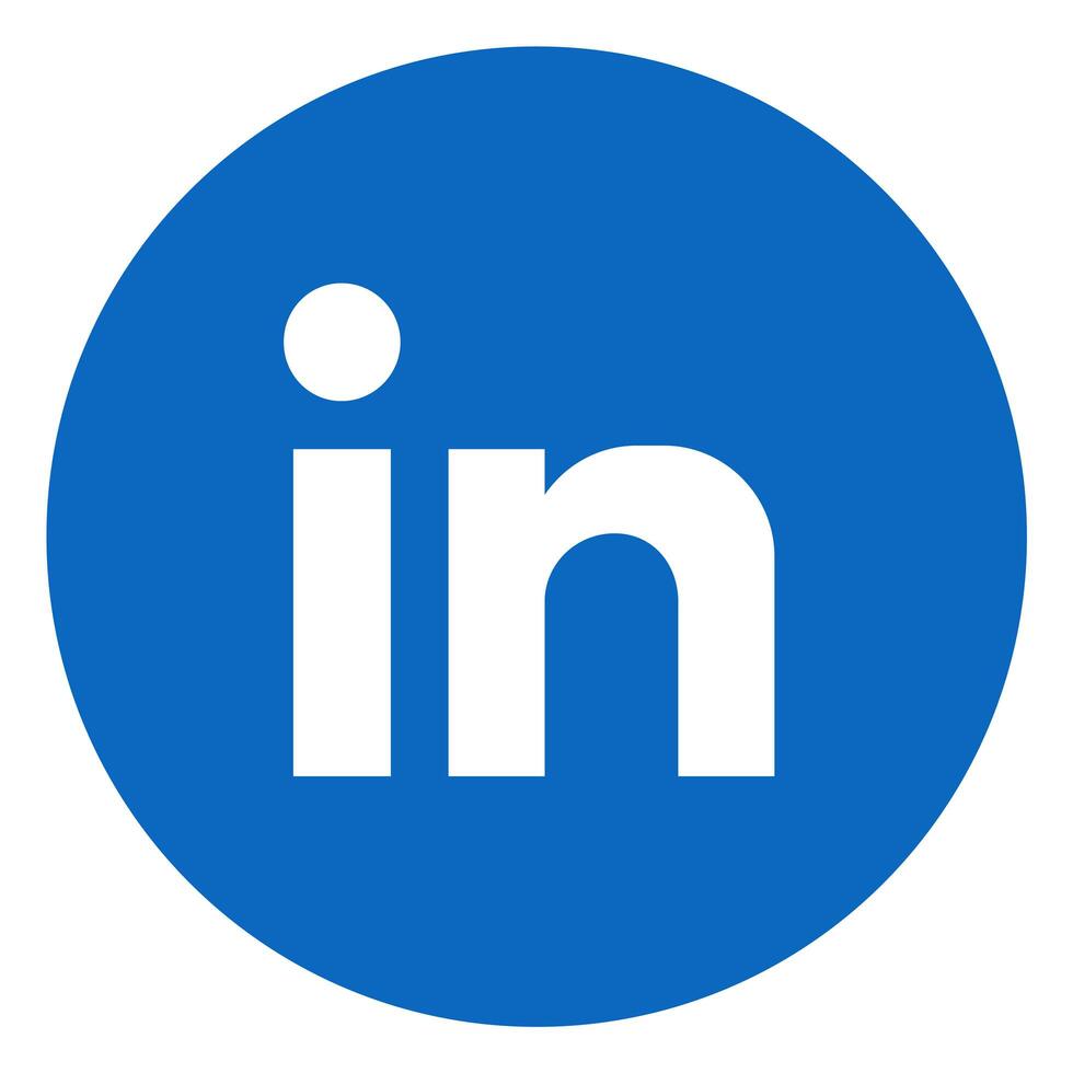 Round Linkedin Logo Isolated on White Background photo