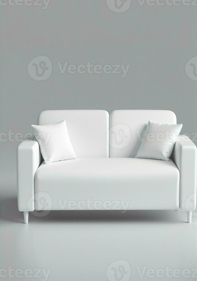 Sofa Isolated On A White Background. AI Generated photo