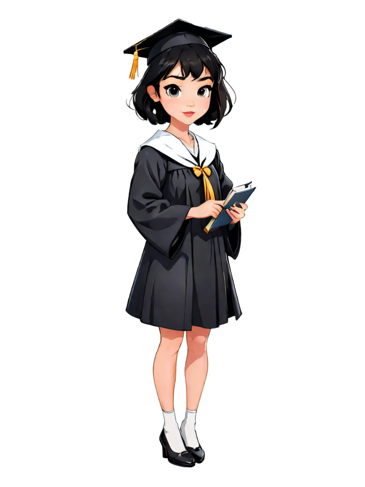 AI generated Graduated Student Girl Cartoon png