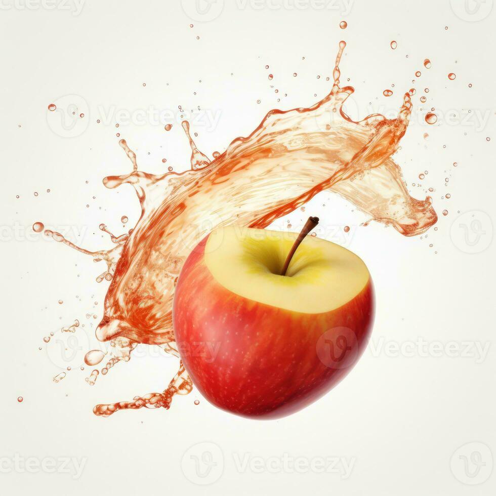 Apple red splash background white background. Generative ai photo