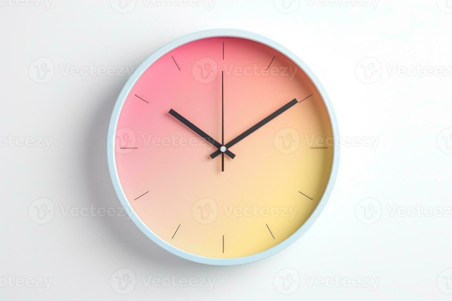 Concept of time Analog clock on pastel simple modern style background for banners, flyers, posters or websites. Generative Ai photo