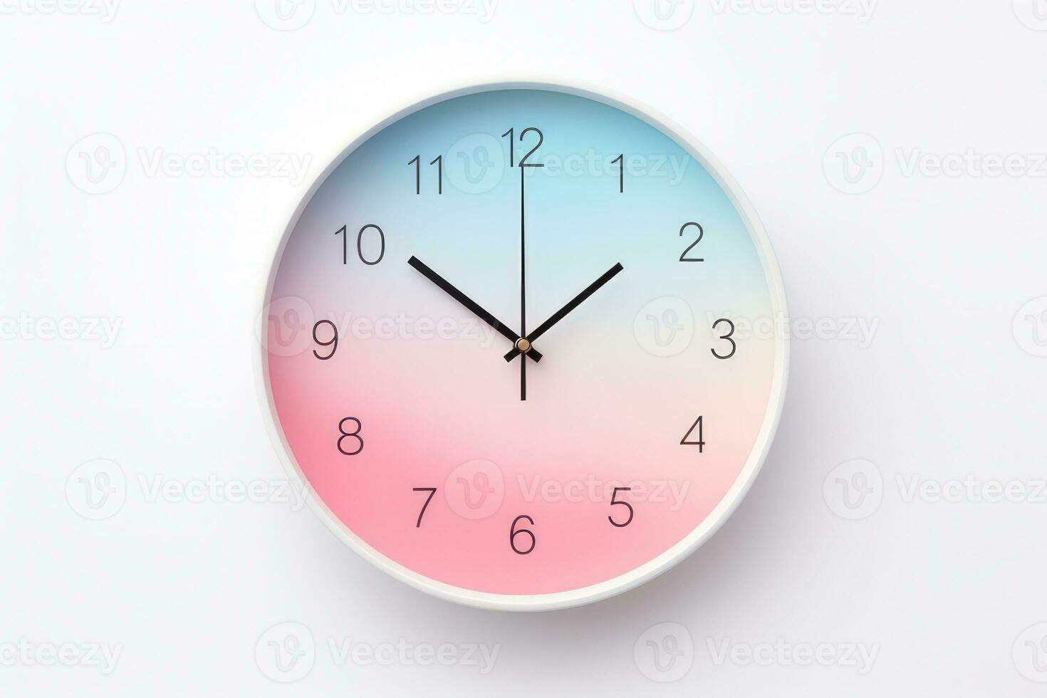 Concept of time Analog clock on pastel simple modern style background for banners, flyers, posters or websites. Generative Ai photo