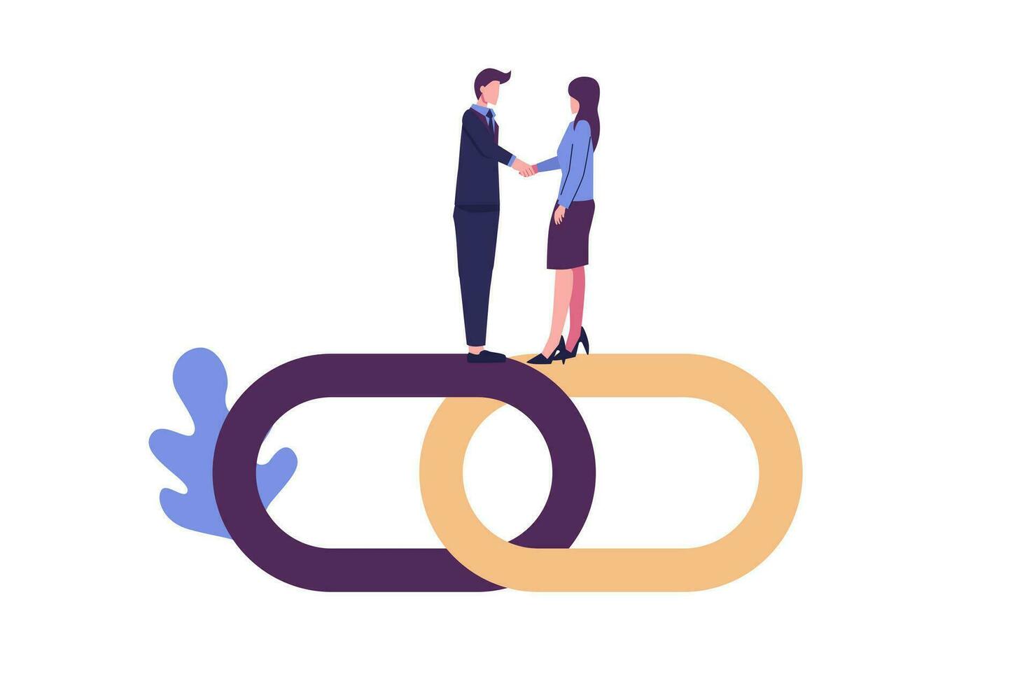 handshake concept, link as a strong union and cooperation flat style illustration vector design