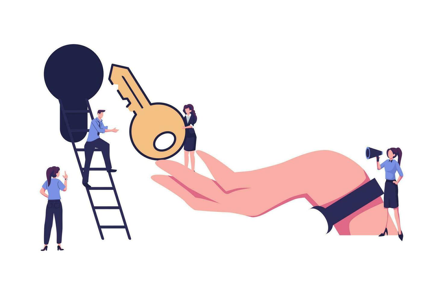 creative concept idea key to success flat vector illustration design
