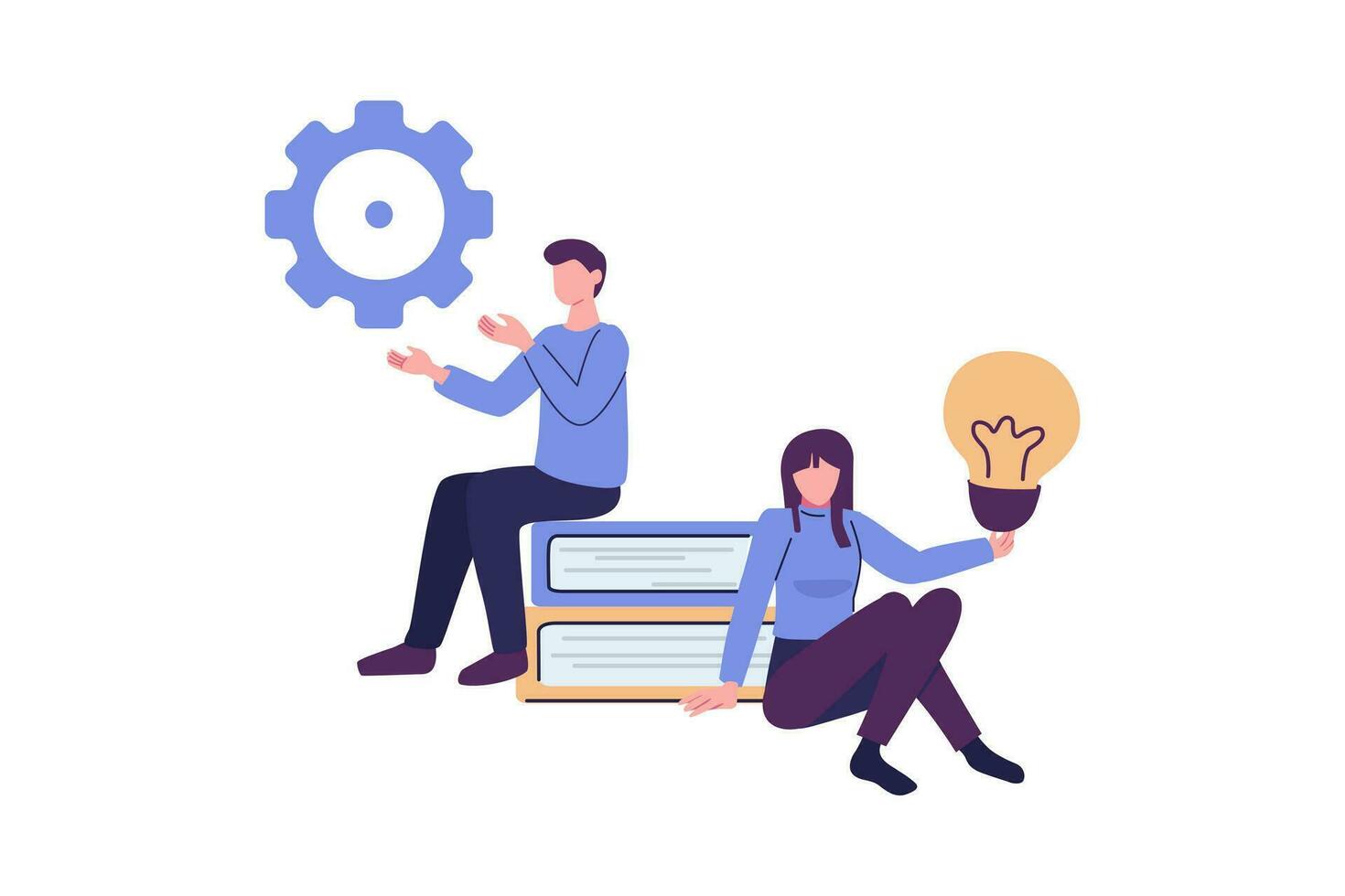people with links of business mechanism flat vector illustration design