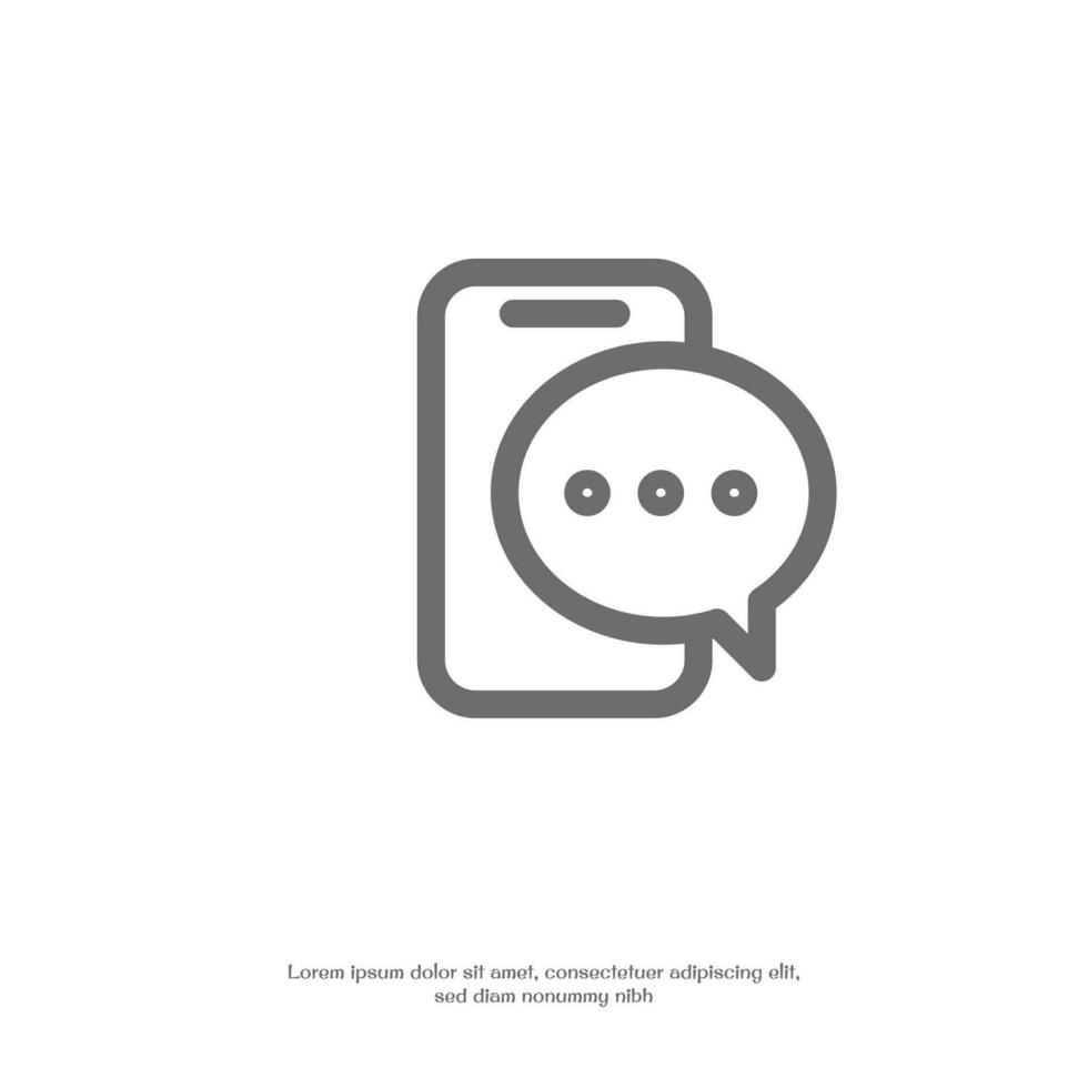 mobile chat outline icon pixel perfect for website or mobile app vector