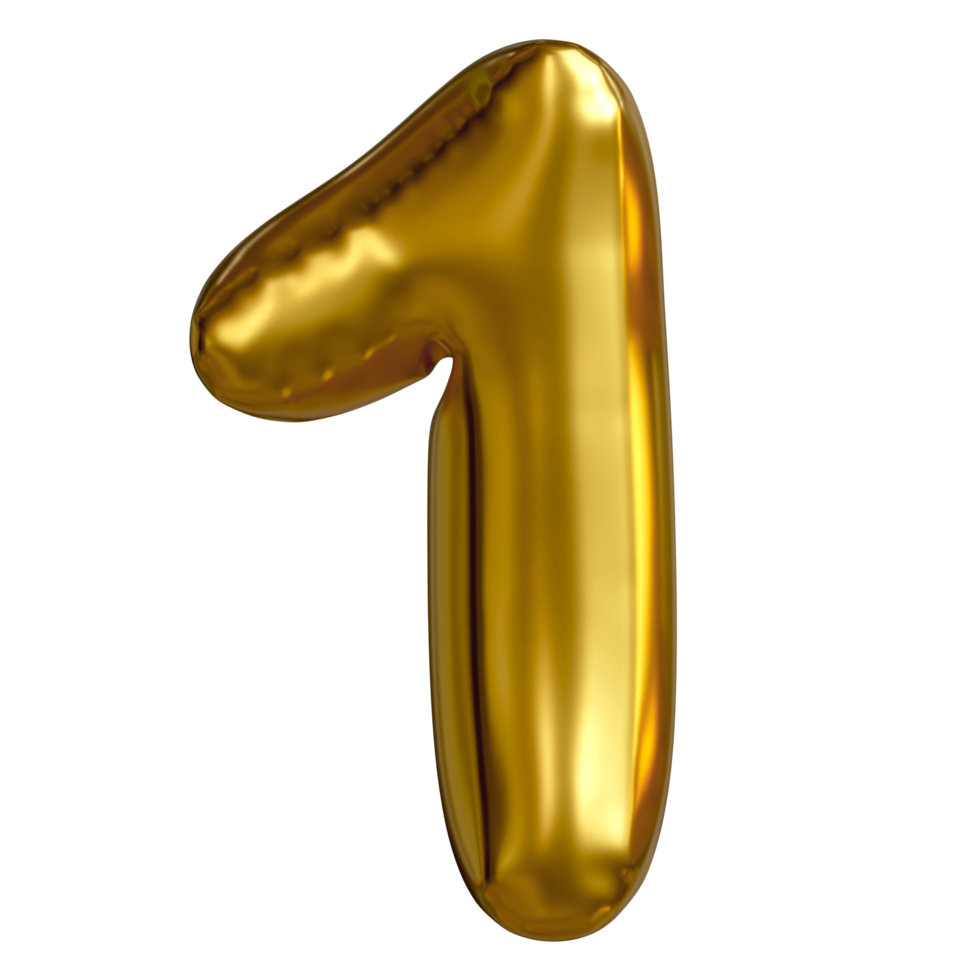 Number one transparent golden balloon. For designing birthday cards Festivals and anniversaries png