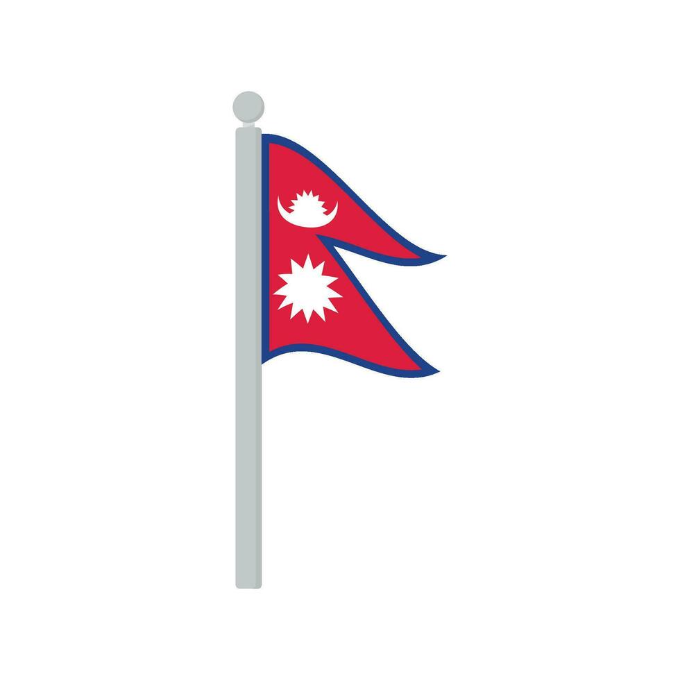 bandera de Nepal en asta de bandera aislado vector