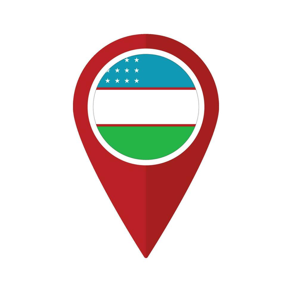 Flag of Uzbekistan flag on map pinpoint icon isolated red color vector