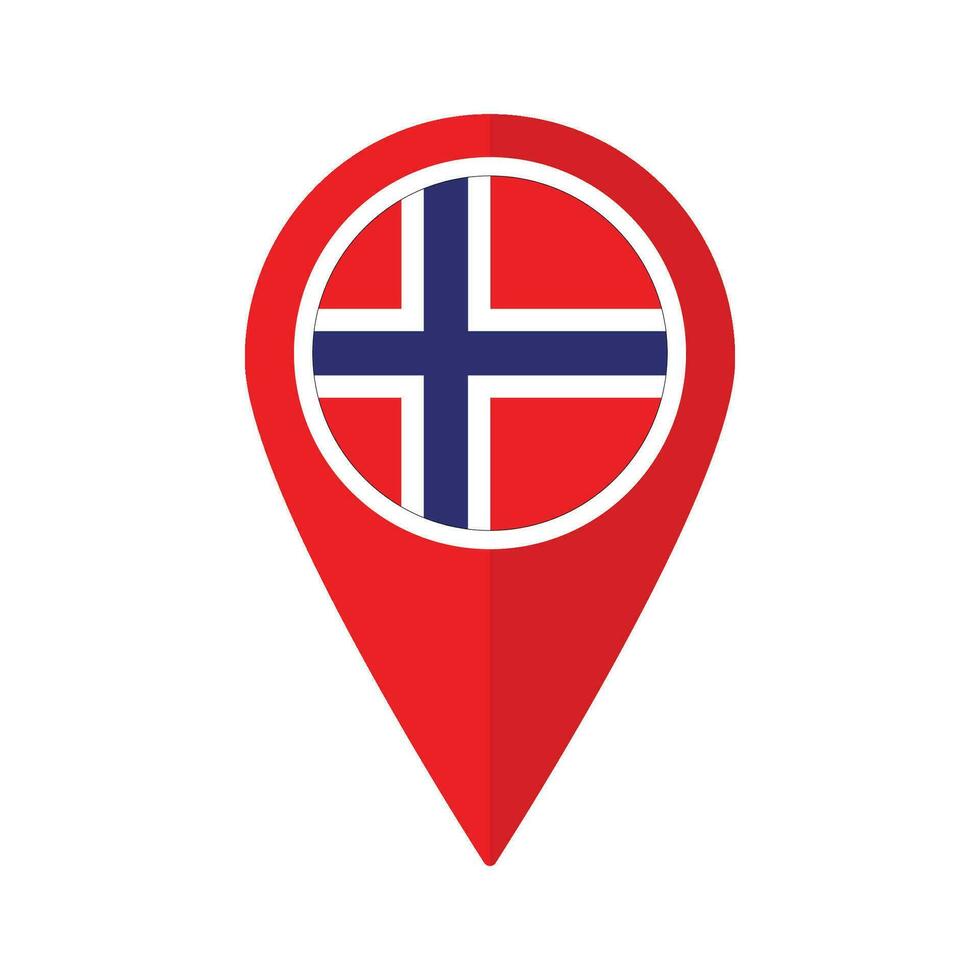 Flag of Norway flag on map pinpoint icon isolated red color vector