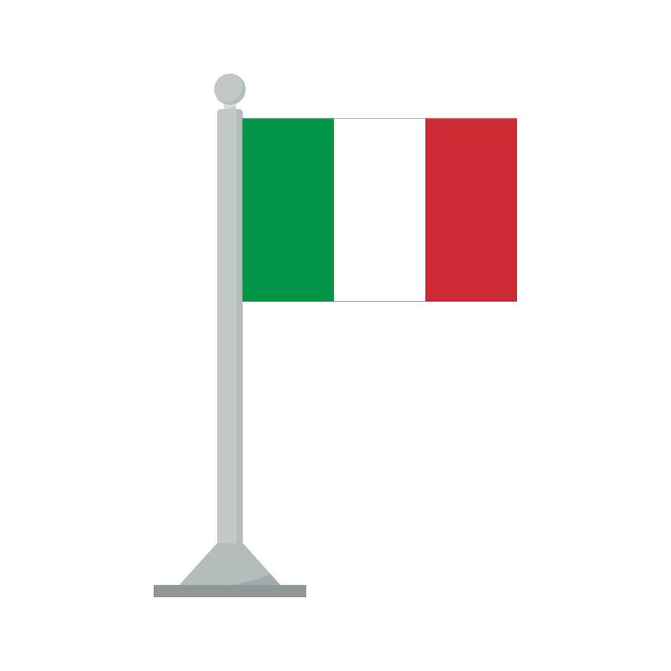 bandera de Italia en asta de bandera aislado vector
