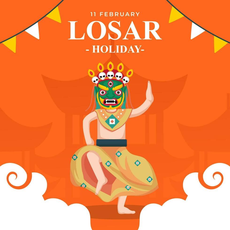 Happy Losar Holiday. The Day of Bhutan illustration vector background. Vector eps 10