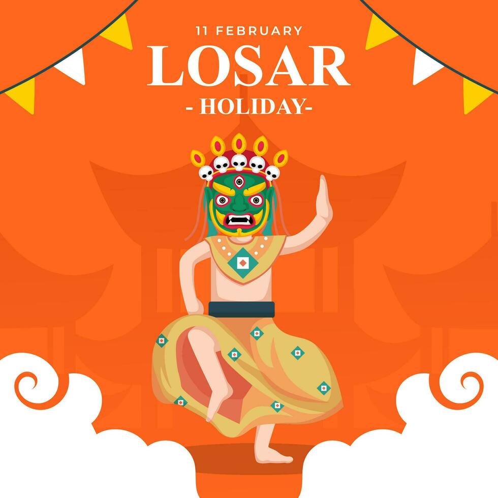 contento losar día festivo. el día de Bután ilustración vector antecedentes. vector eps 10