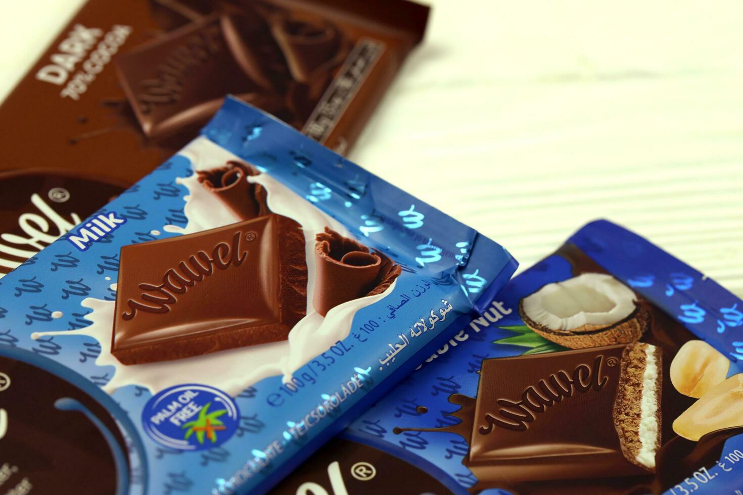 KHARKOV, UKRAINE - JANUARY 3, 2021 Wawel chocolate production. Wawel is polish confectionery company producing chocolates and snacks founded in 1898 in Krakow, Poland photo