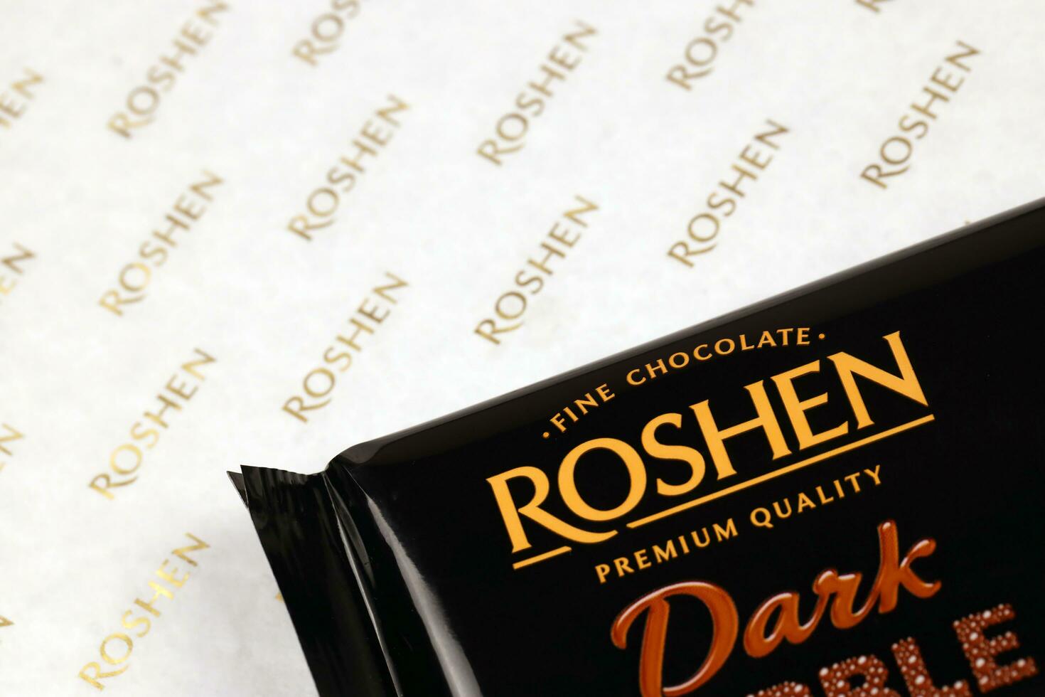 KHARKIV, UKRAINE - JANUARY 2, 2021 Roshen chocolate production. Roshen Confectionery Corporation is a Ukrainian confectionery manufacturing group photo