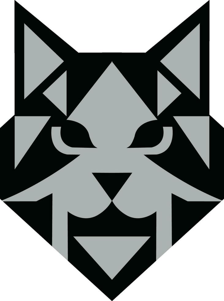 cat head illustration with geometric shaps vector