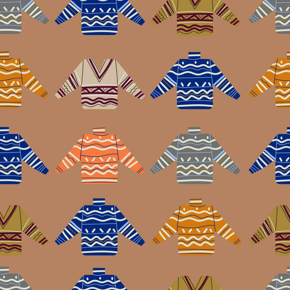 Knitted pullover  vector seamless pattern.