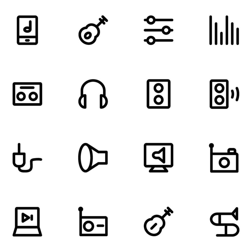 Pack of Music Linear Style Icons vector