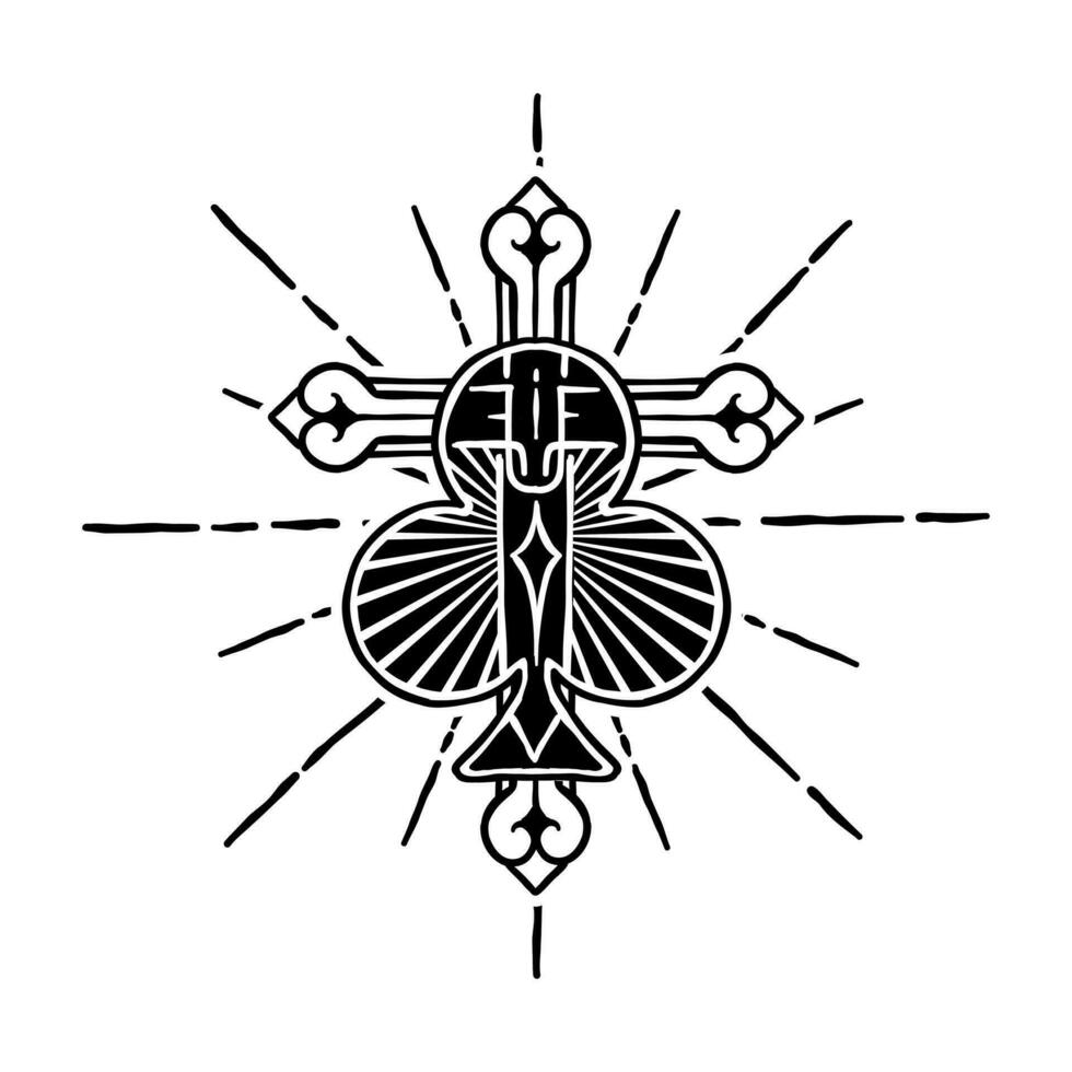 illustration of a cross combined with the ace of spades vector