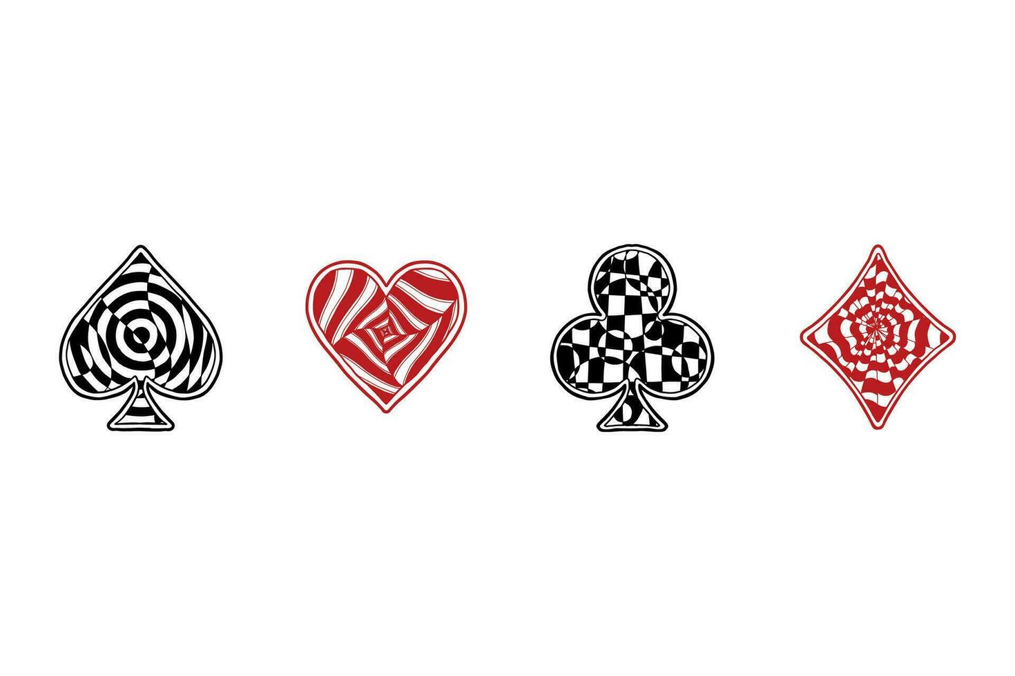 Set of Vintage Poker Card Symbols. Vector illustration on white background