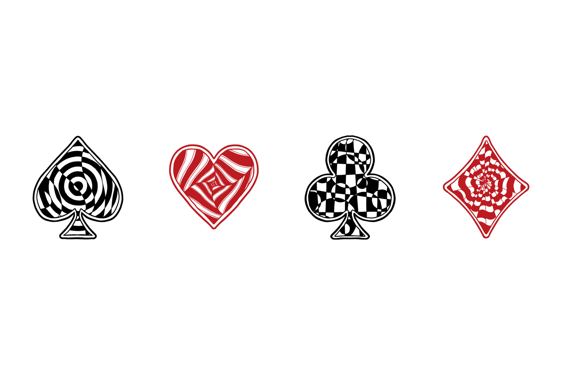Set of Vintage Poker Card Symbols. Vector illustration on white