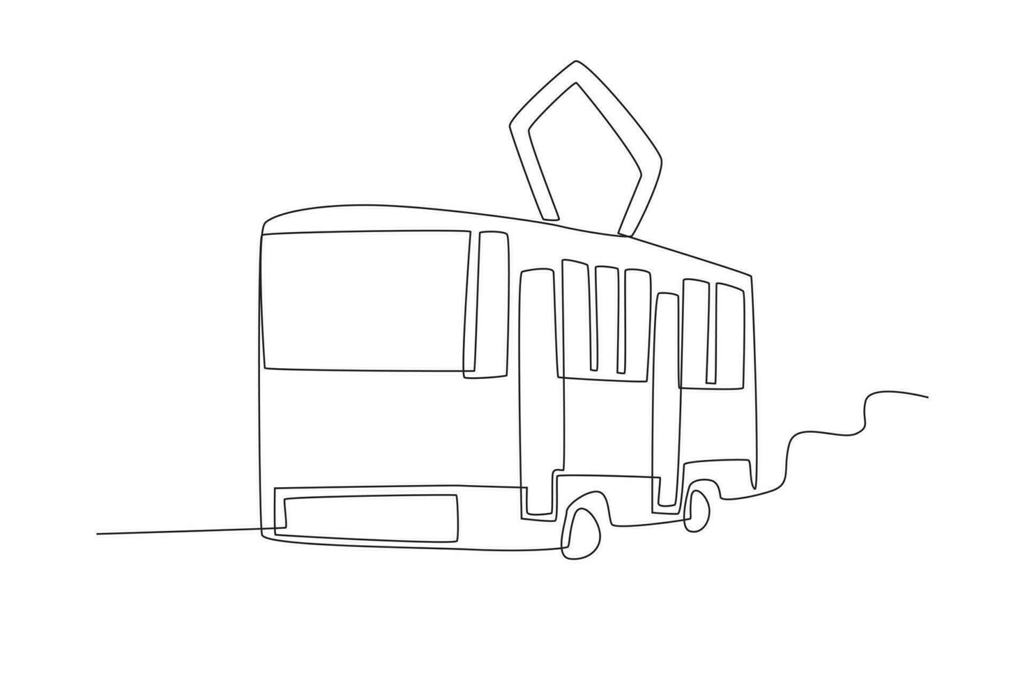 A tramway drove on the track vector