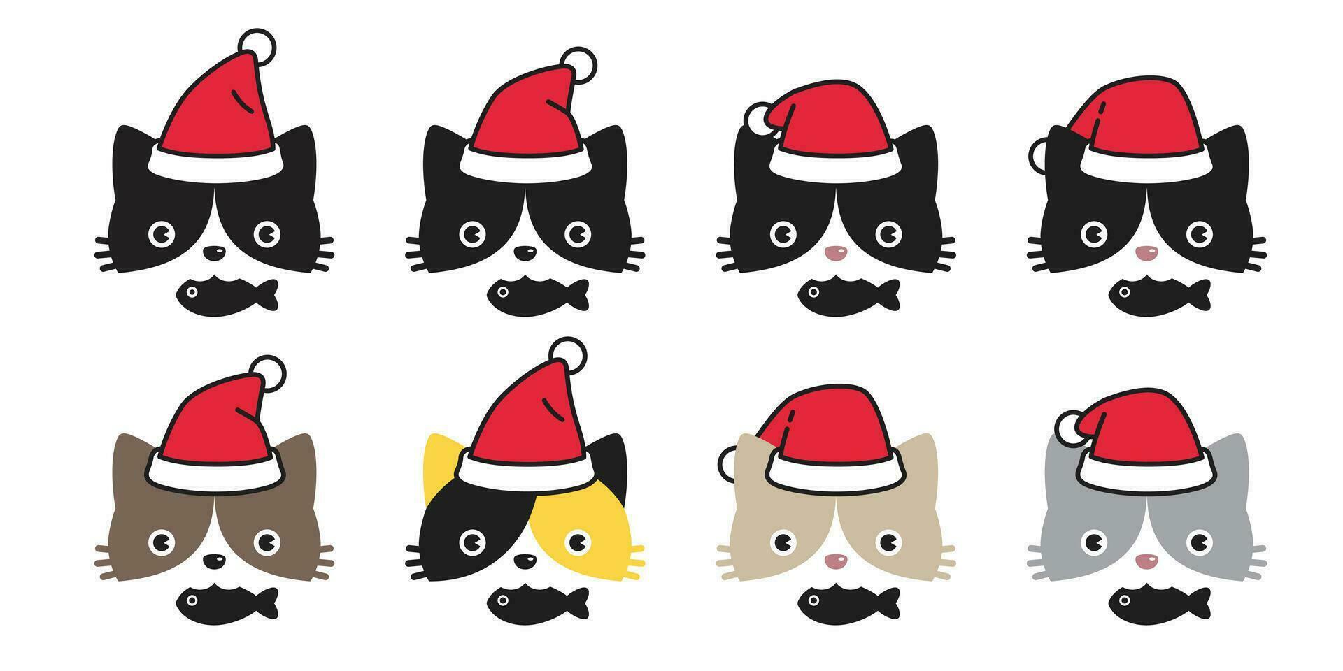 gato vector icono Navidad sant claus sombrero gatito logo símbolo dibujos animados personaje ilustración garabatear diseño