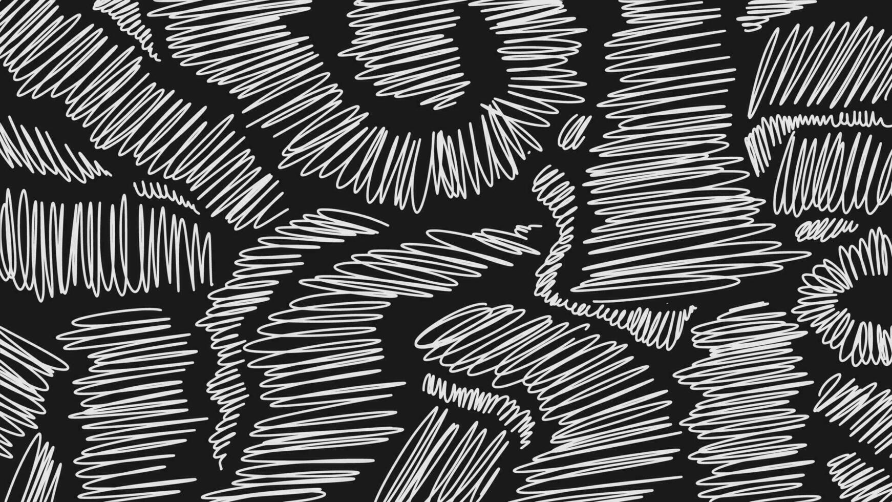 scribble lines abstract background. white chaotic line shading on a black background. vector illustration.