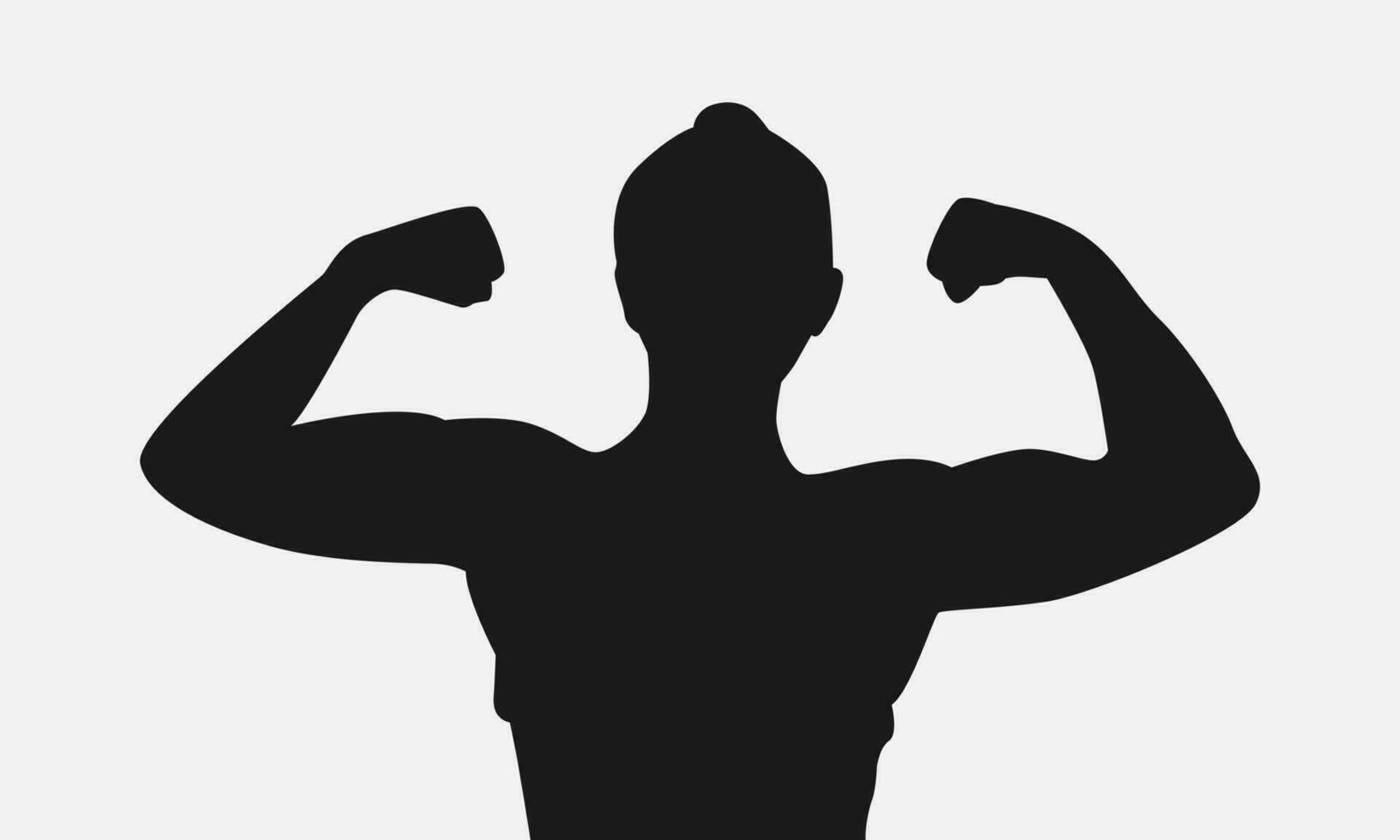 silhouette of woman posing showing muscles. isolated on white background. vector illustration.