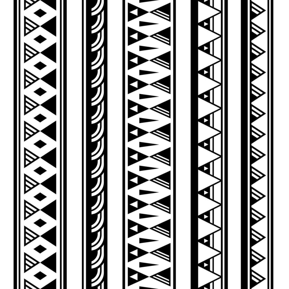 conjunto de maorí polinesio tatuaje esposas borde. tribal manga sin costura modelo vector. samoano pulsera tatuaje diseño delantero brazo o pie. vector