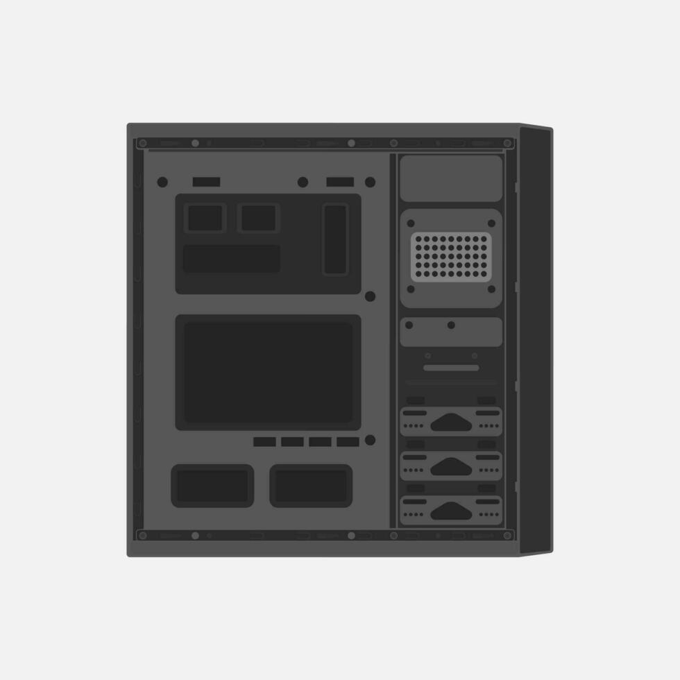 Vector open black computer case