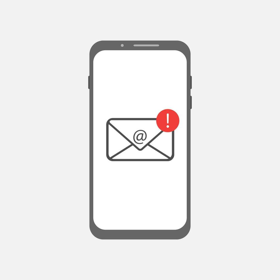 Mobile smartphone with e-mail icon vector illustration Unread email notification concept