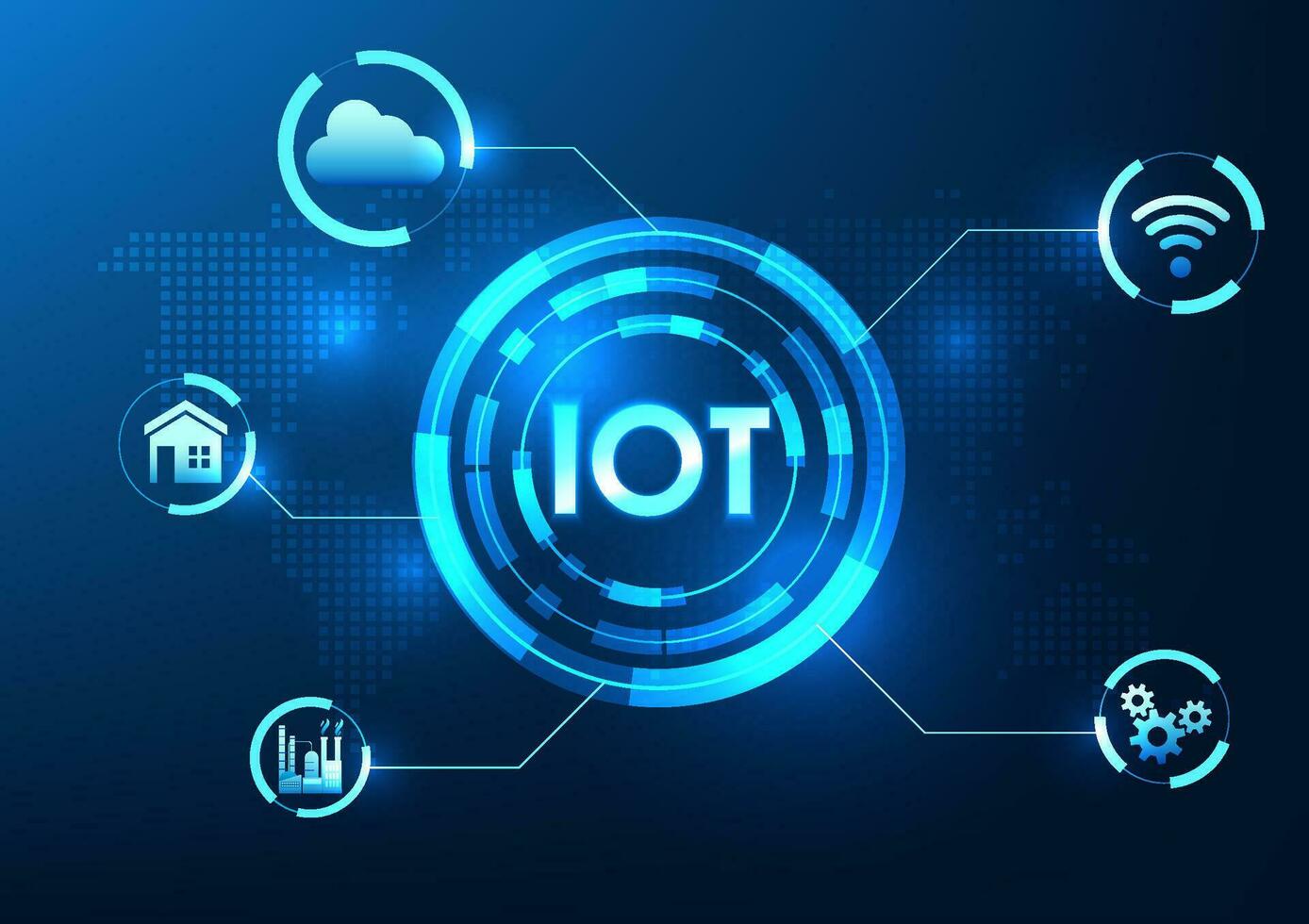 Internet of Things technology IoT placed on the technology circle Allows real-time access to equipment as a system connected to the cloud and the internet. Technology Vector illustration