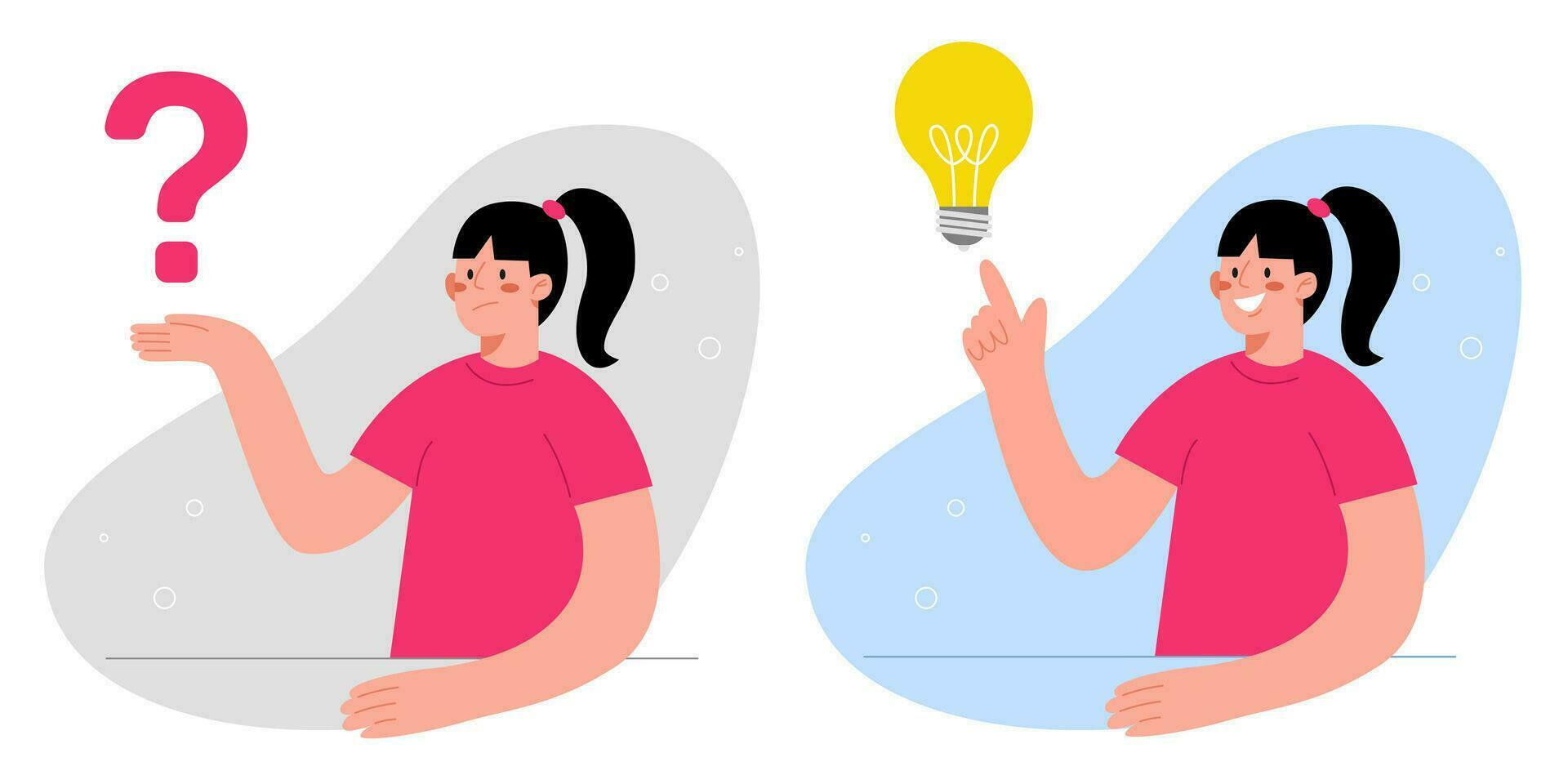 Women with question mark and light bulb vector