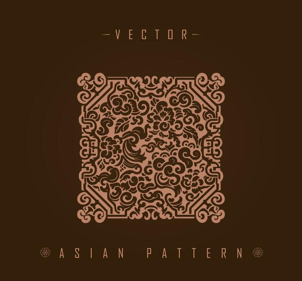 Rectangular Asian Pattern with Geometric Intricacy vector