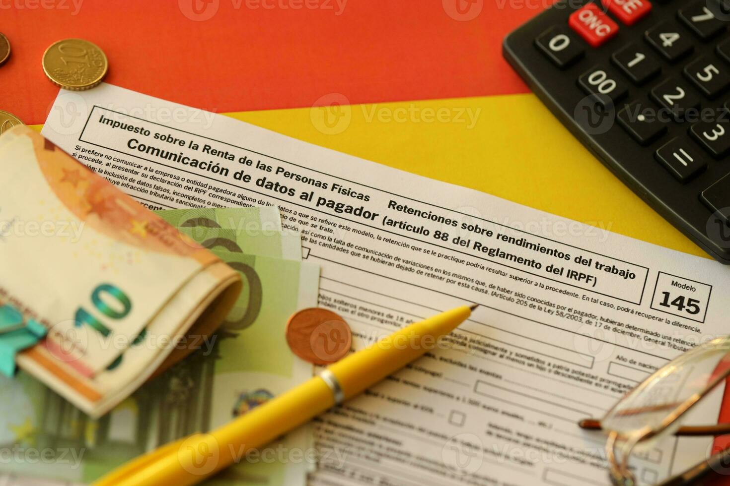 Modelo 145 spanish tax form dedicated to personal tax IRPF