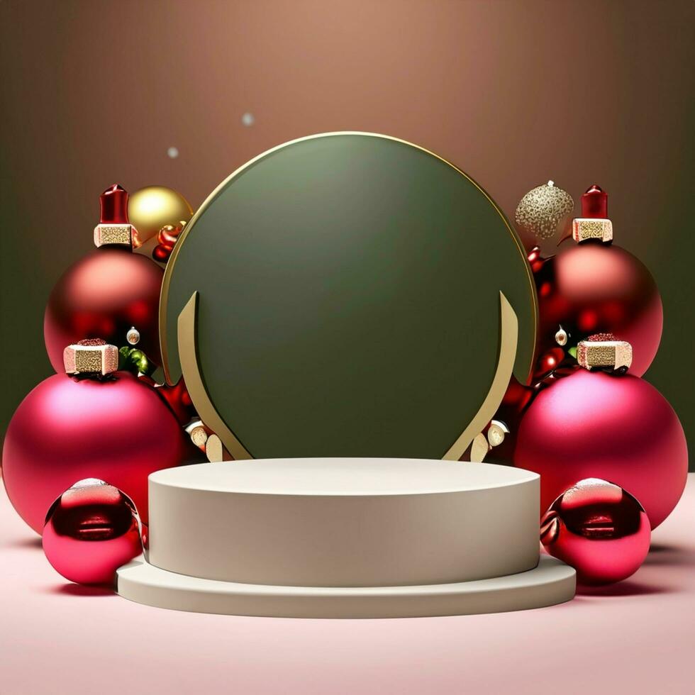 AI generated Christmas background for product display 3d rendering photo