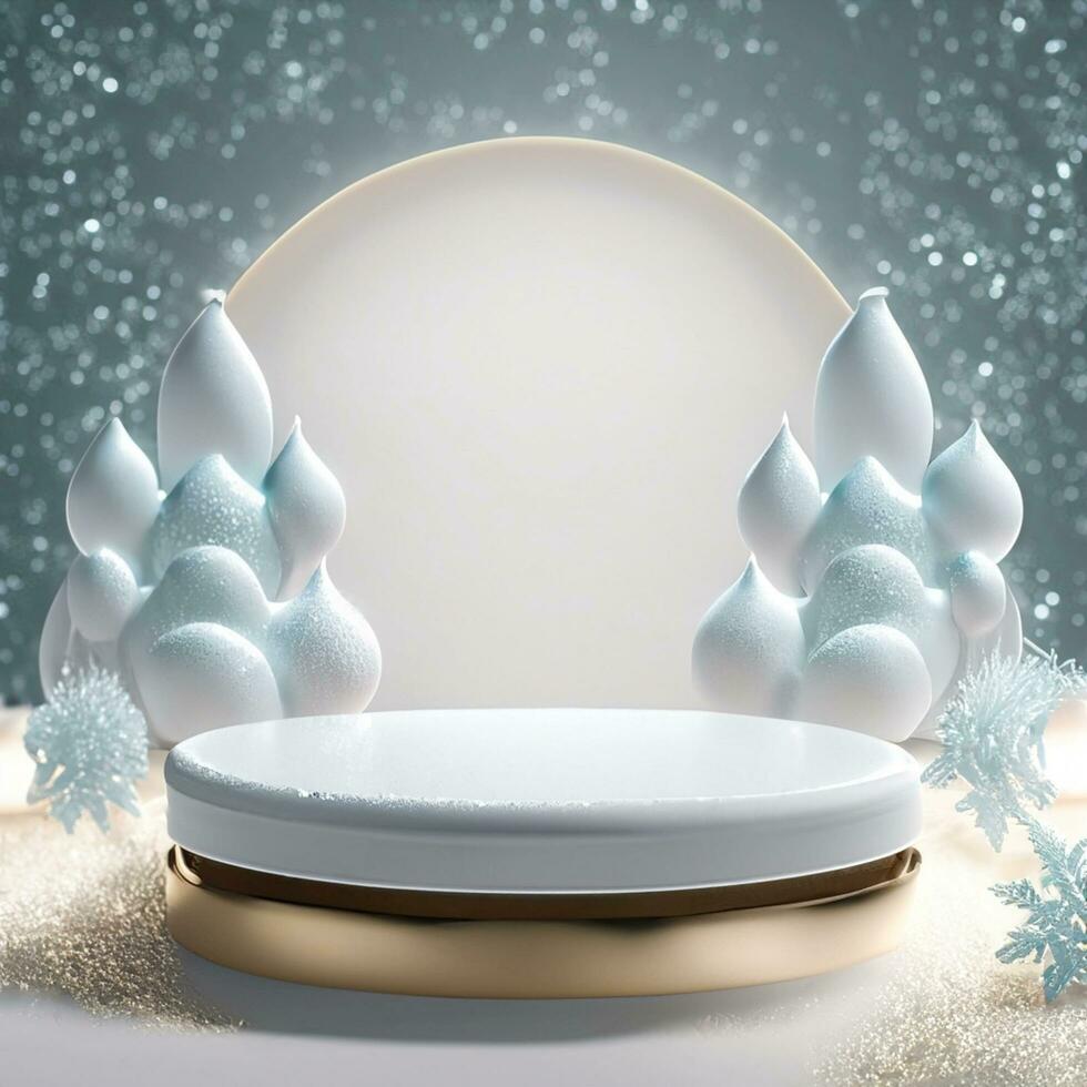 AI generated White Christmas background for product display 3d rendering photo