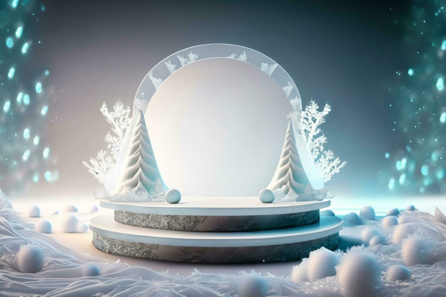 AI generated White Christmas background for product display 3d rendering photo