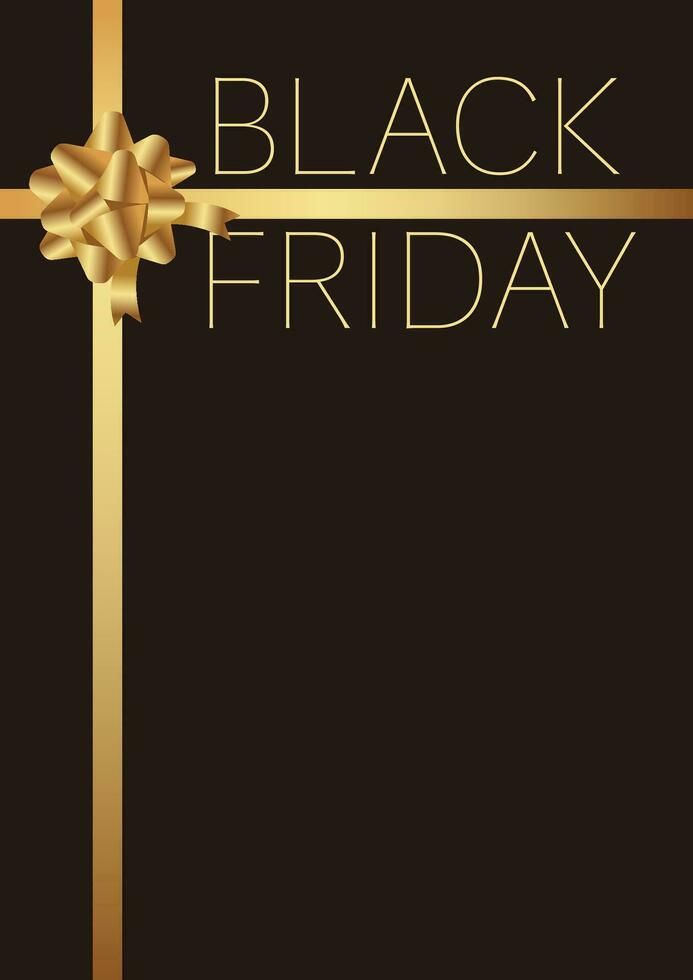 Black Friday Sale Vector Background illustration With A Gold Ribbon On A Black Background And Text Space.