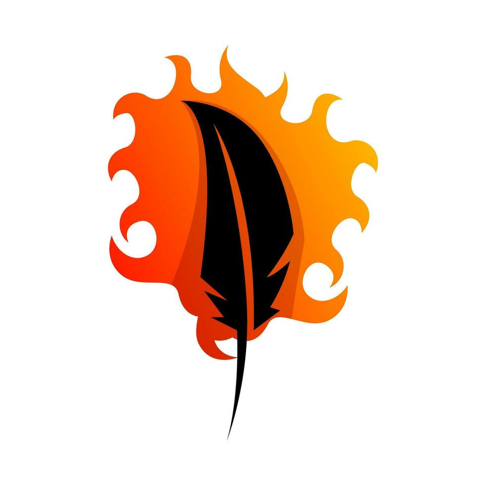 pluma fuego icono logo diseño vector