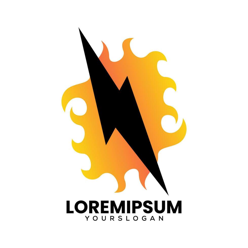 bolt fire icon logo design vector