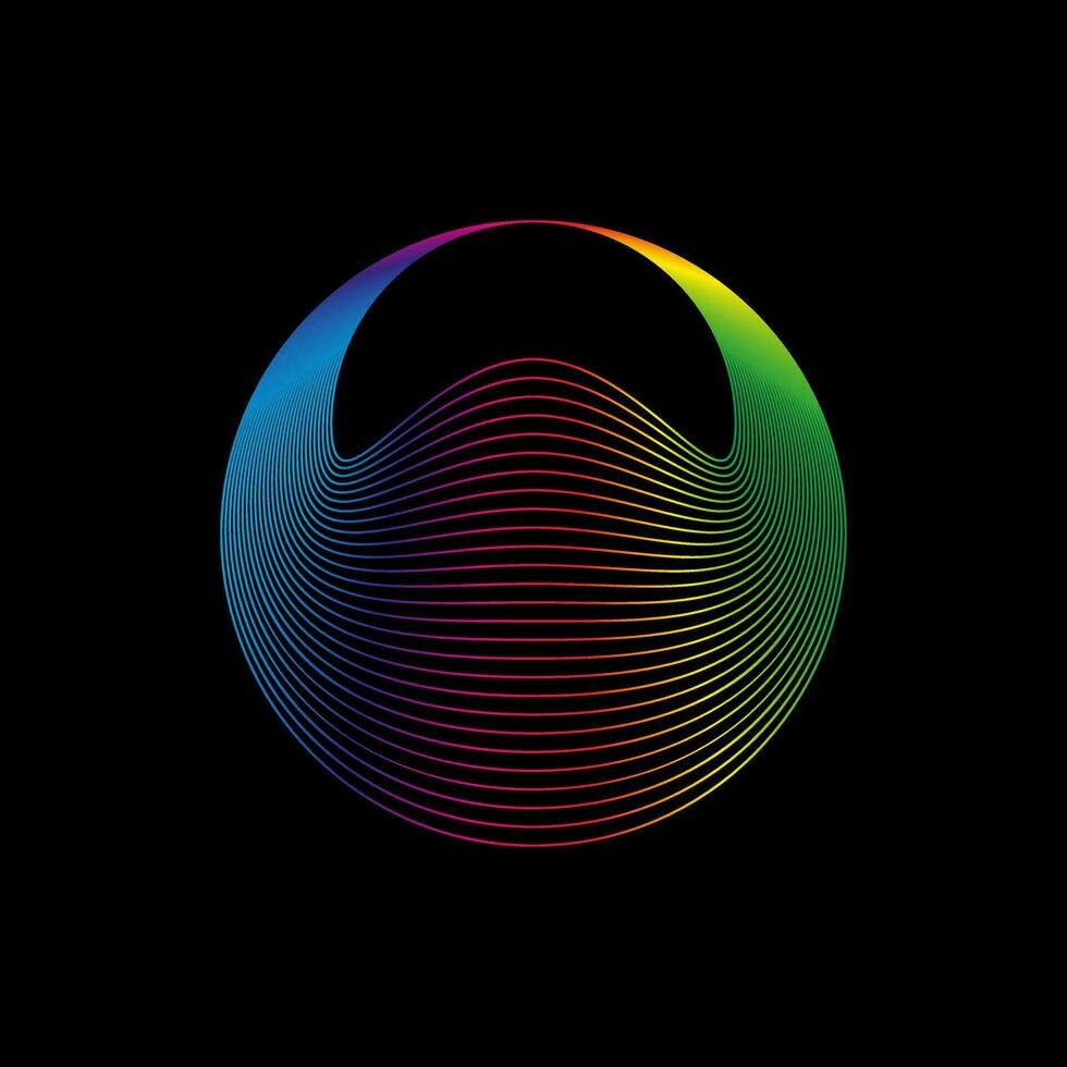 Sound wave, equalizer rainbow color gradient. Modern future technology. Vector geometric abstract element isolated on black background