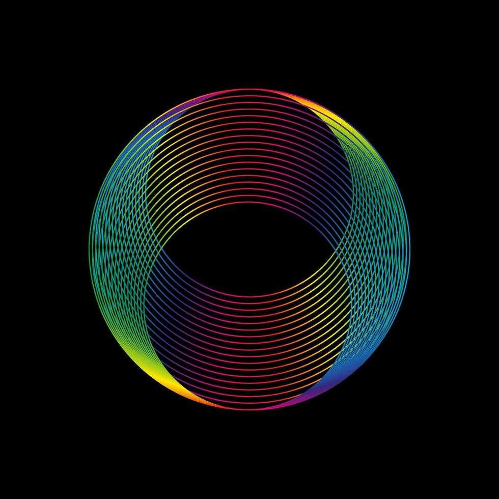 Sound wave, equalizer rainbow color gradient. Modern future technology. Vector geometric abstract element isolated on black background