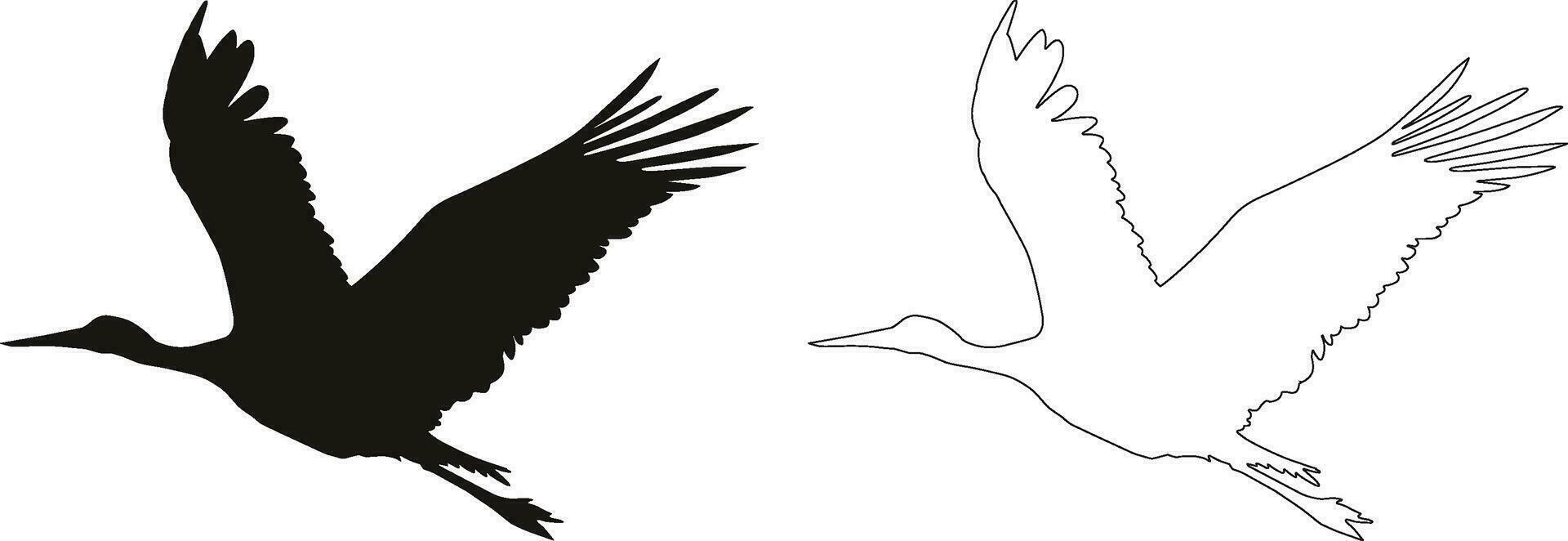 Stork. Line and Black Symbols vector